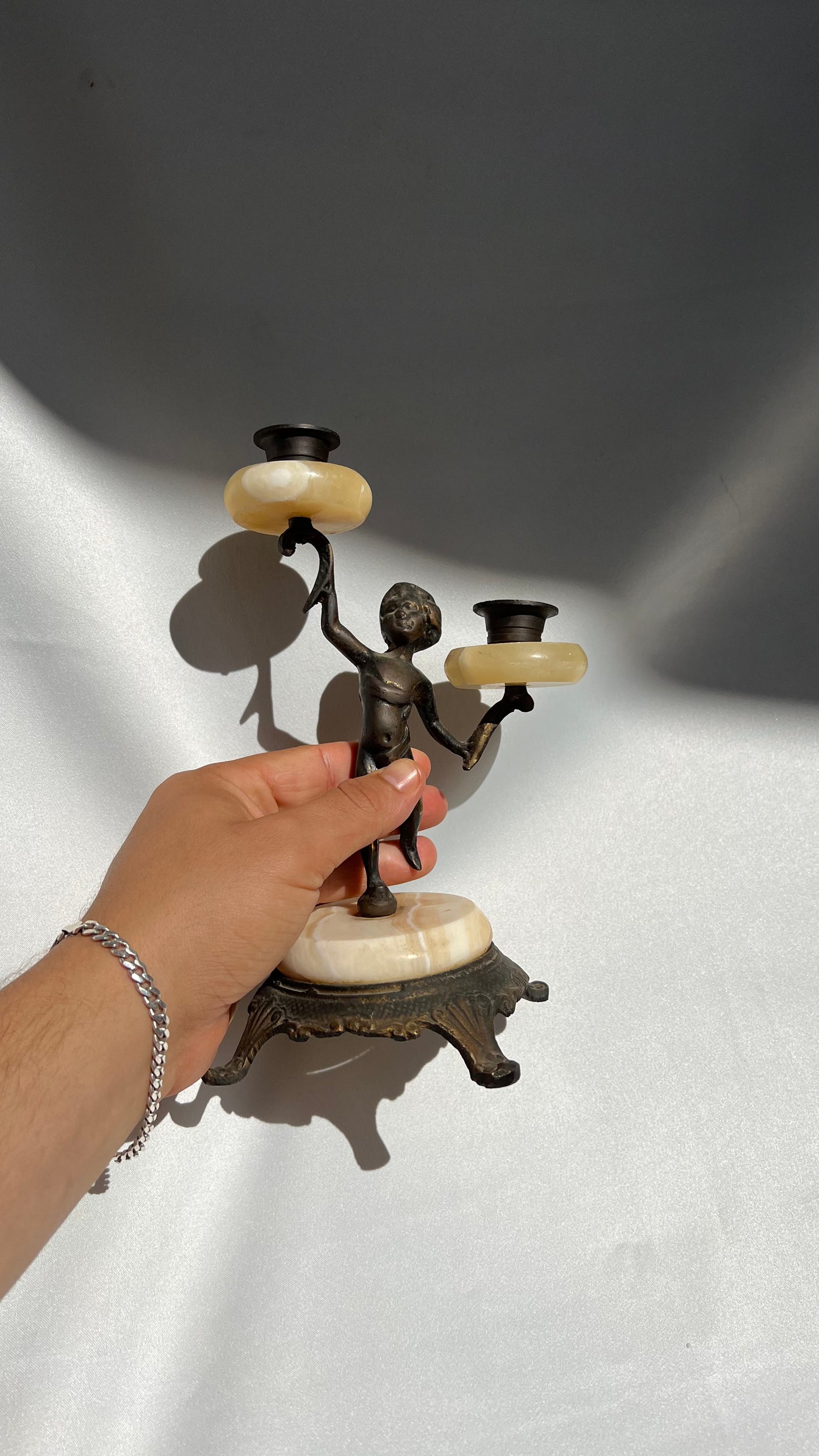 Metal and onyx candlestick | פמוט מתכת אוניקס